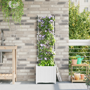 vidaXL Hagepotte med trellis Hvit 40x40x143 cm