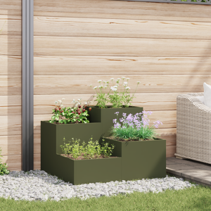 vidaXL Hagekasse 80x80x60 cm Olivengrønn Stål