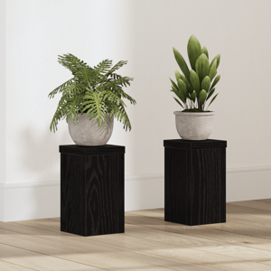 vidaXL svarte eik plante stativ Sett på 2 Svarte eik Tre 10 x 10 x 18 cm