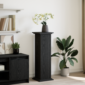 vidaXL Utstillingsstativ med Oppbevaring Svart Eik 31x30x90 cm Konstruert Tre