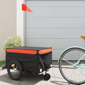 vidaXL Sykkelvogn svart og oransje 45 kg jern