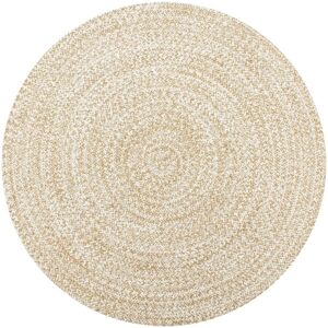 vidaXL Håndlaget teppe jute hvit og naturlig 120 cm