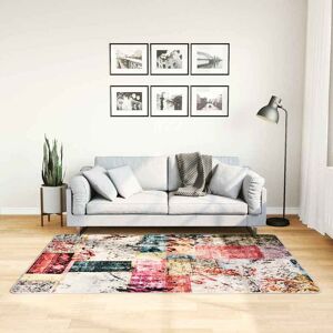 vidaXL Vaskbart teppe med lappemønster 120x180cm flerfarget sklisikker