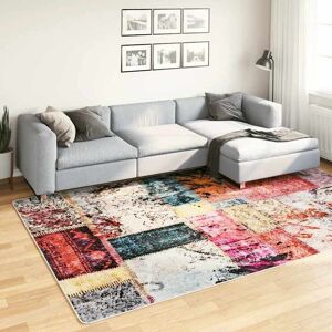 vidaXL Vaskbart teppe med lappemønster 190x300cm flerfarget sklisikker