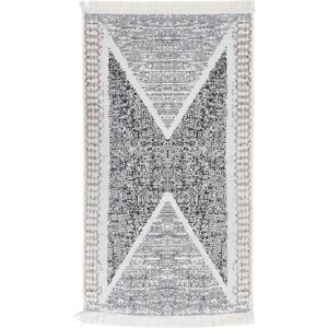 vidaXL Teppe svart og grå 120x180 cm bomull