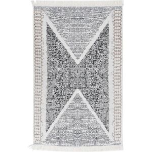 vidaXL Teppe svart og grå 160x230 cm bomull