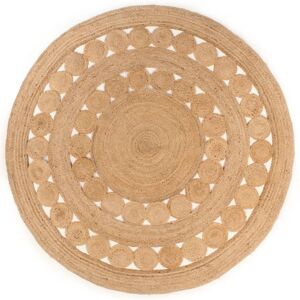 vidaXL Teppe flettet jute 240 cm rundt