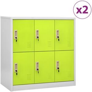 vidaXL Oppbevaringsskap 2 stk lysegrå og grønn 90x45x92,5 cm stål