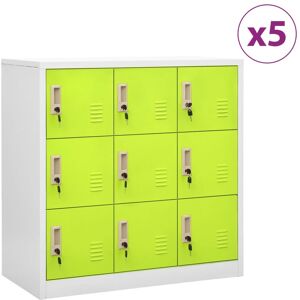 vidaXL Oppbevaringsskap 5 stk lysegrå og grønn 90x45x92,5 cm stål