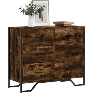 vidaXL Kommode røkt eik 91x35,5x74,5 cm konstruert tre