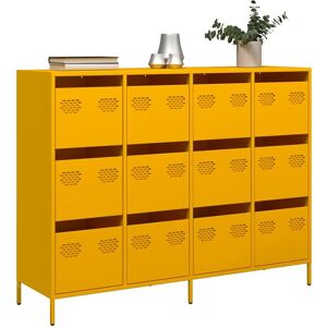 vidaXL Skjenk sennepsgul 135x39x103,5 cm kaldvalset stål