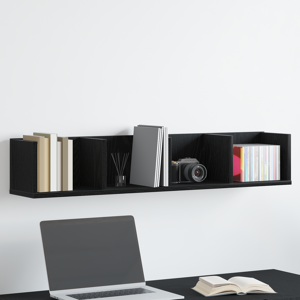 vidaXL CD Vegghylle Svart Eik 100x18x18 cm Konstruert Tre