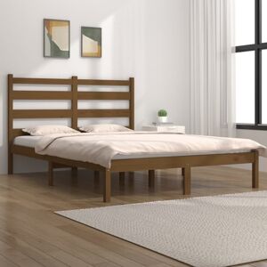 vidaXL Sengeramme honningbrun heltre furu 200x200 cm