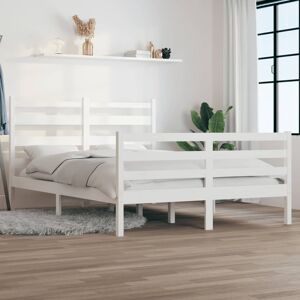 vidaXL Sengeramme heltre furu 160x200 cm hvit