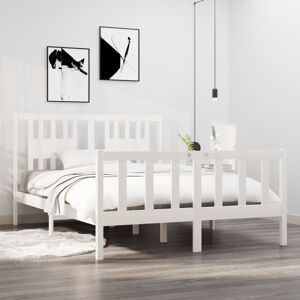 vidaXL Sengeramme hvit heltre 135x190 cm Double