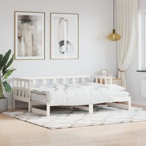 vidaXL Uttrekkbar dagseng hvit 90x190 cm heltre furu