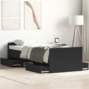 vidaXL Sengeramme med hode- og fotgavl svart 90x200 cm