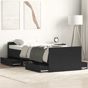 vidaXL Sengeramme med hode- og fotgavl svart 75x190 cm