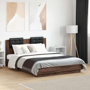 vidaXL Sengeramme med hodegavl brun eik 120x190 cm konstruert tre
