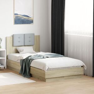 vidaXL Sengeramme med hodegavl sonoma eik 90x190 cm konstruert tre