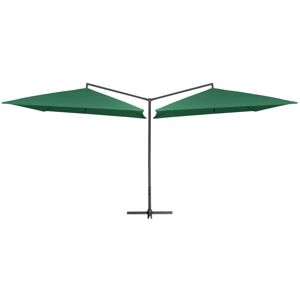 vidaXL Dobbel parasoll med stålstang 250x250 cm grønn