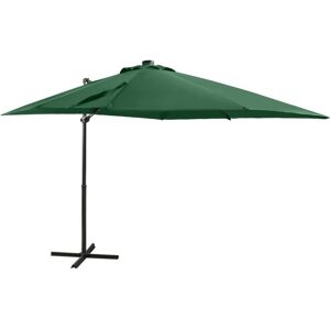 vidaXL Hengende hageparasoll med stang og LED-lys grønn 250 cm