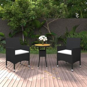 vidaXL Hagespisegruppe 3 deler polyrotting svart