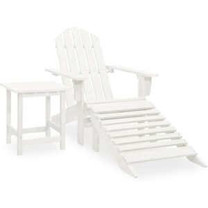 vidaXL Adirondack hagestol med ottoman og bord heltre gran hvit