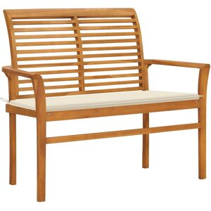 vidaXL Hagebenk med kremhvite pute 112 cm heltre teak