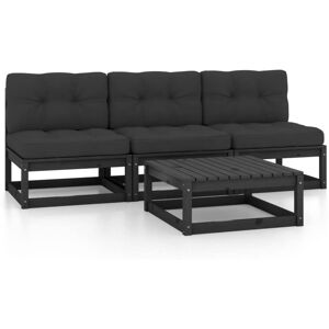 vidaXL Hagesofagruppe med puter 4 deler heltre furu