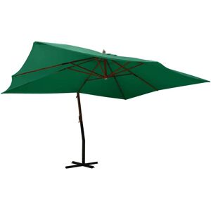 vidaXL Hengende hageparasoll med trestang 400x300 cm grønn