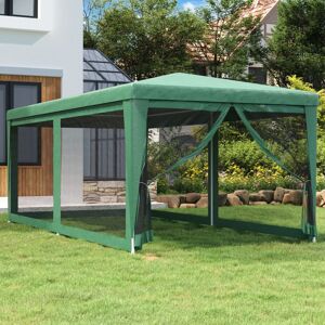 vidaXL Festtelt med 6 sidevegger av netting grønn 3x6 m HDPE