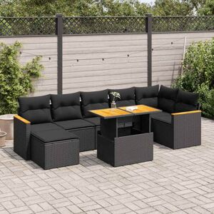 vidaXL Hagesofaer med puter 8 deler svart polyrotting akasie