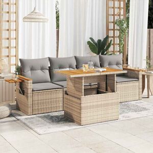vidaXL Hagesofaer med puter 5 deler beige polyrotting akasie