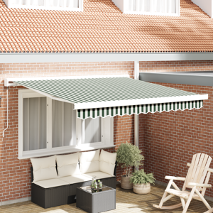 vidaXL Manuell Uttrekkbar Markise Grønn og Hvit 300x250 cm