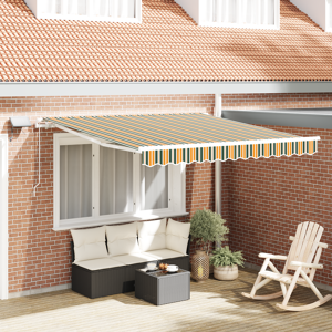 vidaXL Manuell Uttrekkbar Markise med LED Grønn og Gul 350x250 cm