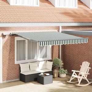 vidaXL Manuell Uttrekkbar Markise med LED Grønn og Hvit 350x250 cm