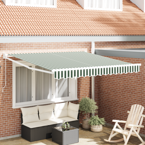 vidaXL manuell uttrekkbar markise grønn og hvit 350x250 cm