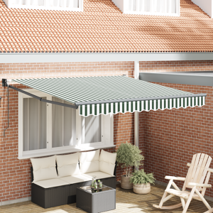 vidaXL Automatisk Uttrekkbar Markise Grønn og Hvit 350x250 cm