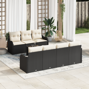 vidaXL 8 Delt Hagemøbelsett med Puter Svart Poly Rattan