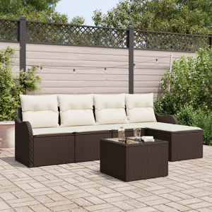 vidaXL 5 Delt Hage Sofa Sett med Puter Grå Poly Rattan