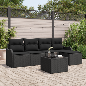 vidaXL 6 Delt Hage Sofa Sett med Puter Beige Poly Rattan