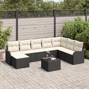 vidaXL 8-delt Hagesofa med puter Brun Poly Rattan