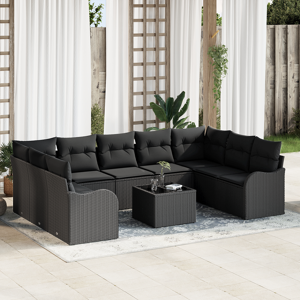 vidaXL 10 Delt Hage Sofa Sett med Puter Beige Poly Rotting