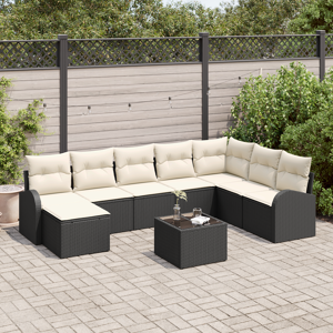 vidaXL 8-delers Hage Sofa Sett med Puter Brun Poly Rattan