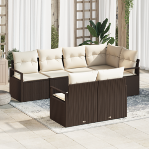 vidaXL 7-delt Hagesofa Sett med Puter Brun Poly Rattan