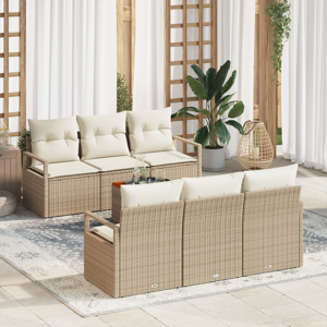 vidaXL 7-delt hagesofa med puter Beige polyrotting Akasie
