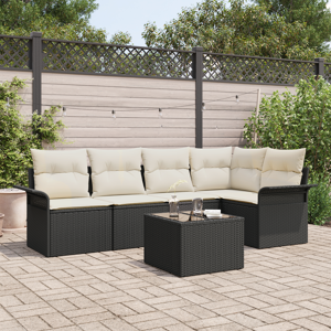 vidaXL 5-delt Hage Sofa Sett med Puter Brun Poly Rattan