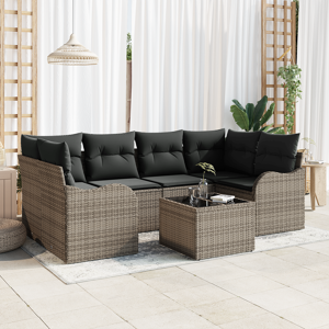 vidaXL 7 Delers Hage Sofa Set med Puter Grå Poly Rotting