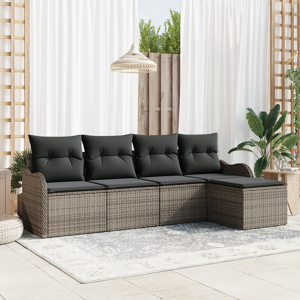 vidaXL 5 Delt Hage Sofa Sett med Puter Grå Poly Rottning